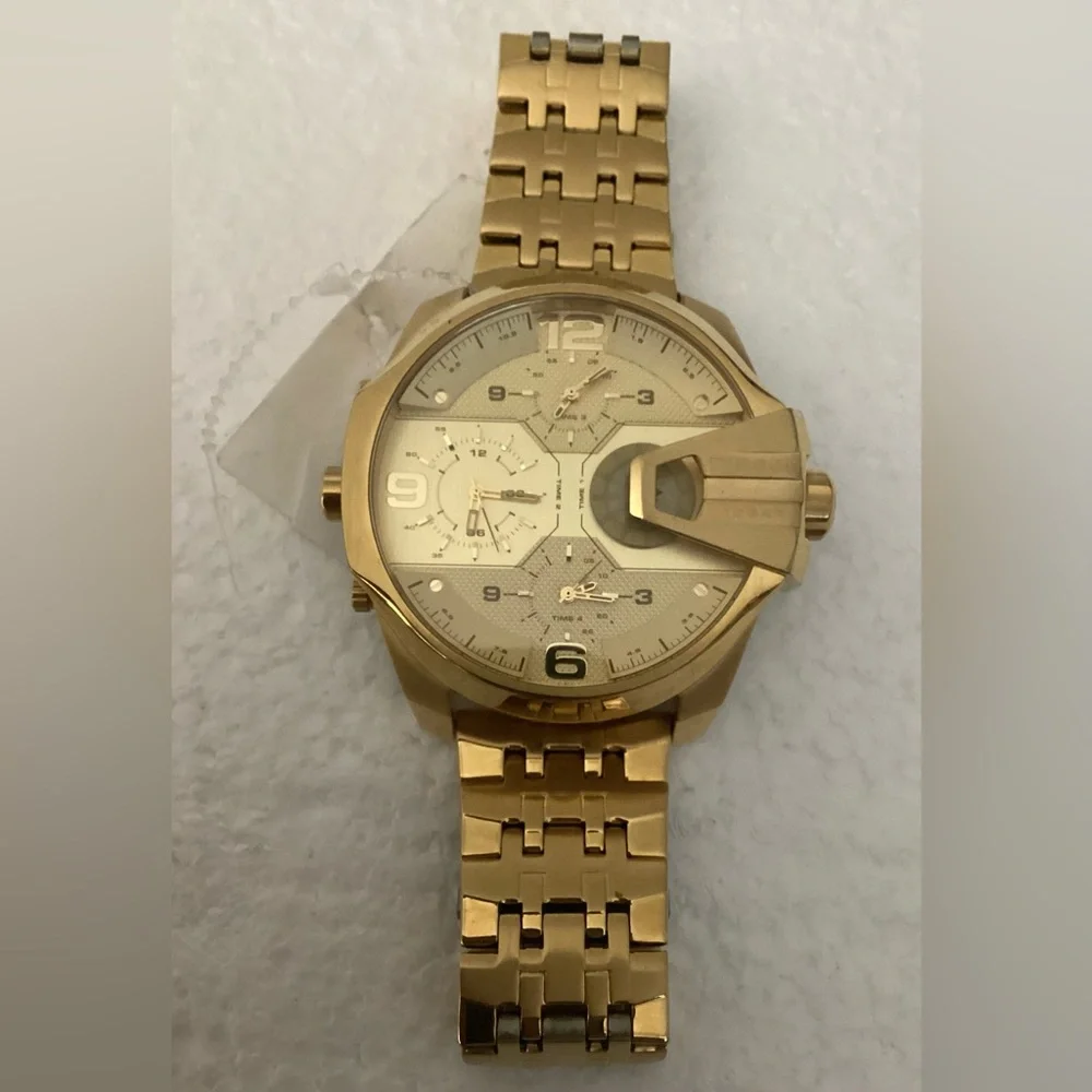 Diesel Men's Chronograph Uber Chief Gold-Tone Stainless Steel Bracelet Watch